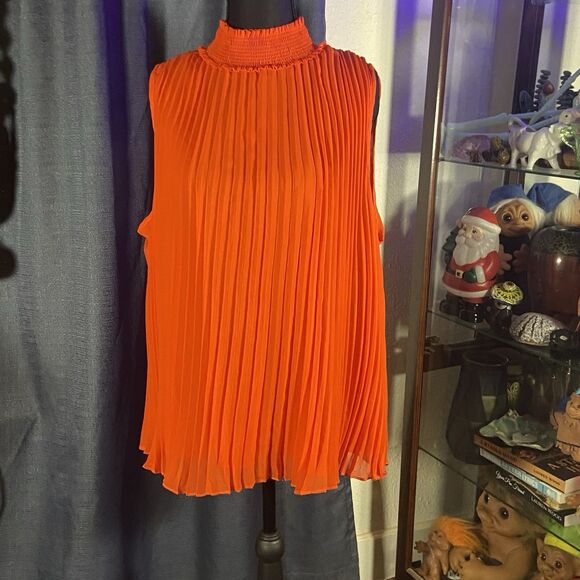 Worthington Tops - Worthington Sleeveless Chiffon Pleated Blouse (XL) Women's Work Wear